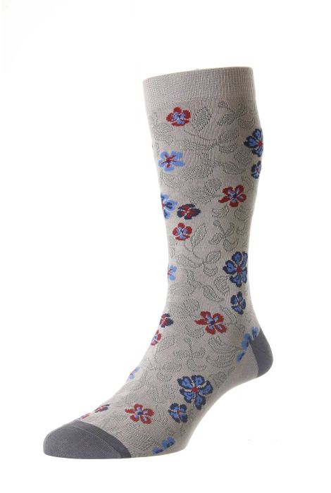 Farren Floral Cotton Lisle Men's Socks by Pantherella