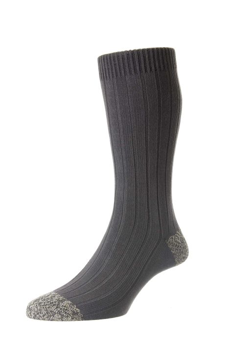 Romney - 5x1 Rib Dark Grey Organic Cotton Men's Socks - Medium Buy Online