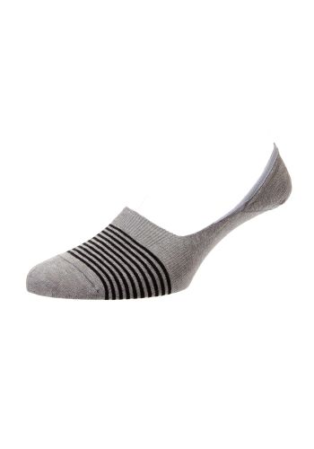 Sienna - Stripe Invisible Light Grey Egyptian Cotton Men’s Socks - Small