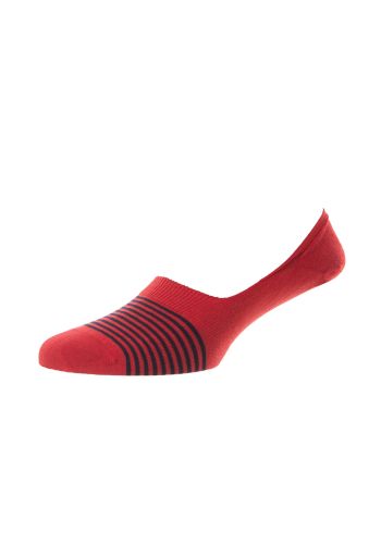 Sienna - Stripe Invisible Bright Red Egyptian Cotton Men’s Socks - Medium