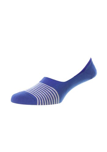 Sienna - Stripe Invisible Bright Blue Egyptian Cotton Men’s Socks - Medium