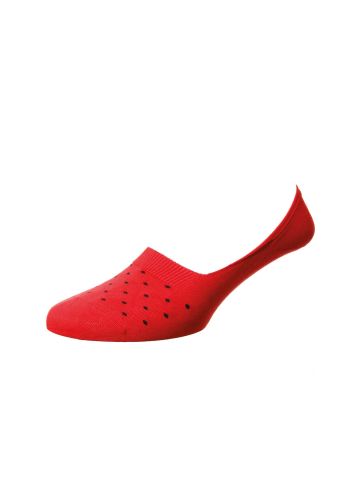 St Tropez - Spot Bright Red Egyptian Cotton Invisible Socks - Small
