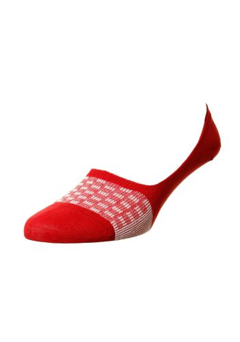 Barbados - Textured Basket Weave Bright Red Egyptian Cotton Invisible Men's Socks 