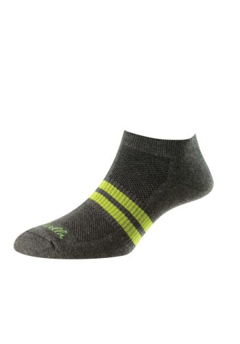 Sprint - Sports Luxe Dark Grey/Lime Cushioned Sole Egyptian Cotton Men's Trainer Socks - Medium