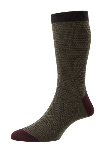 Petworth - Pique Stitch With Contrast Heel &amp; Toe - Charcoal Fil d&#039;Ecosse / Cotton Lisle Men&#039;s Socks - Medium
