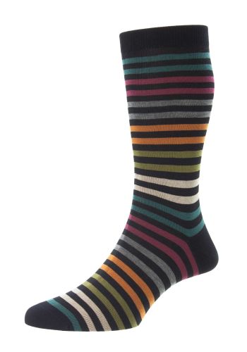 Kilburn All Over Stripe Cotton Lisle Men's Socks