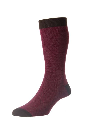 Colworth Classic Jacquard Cotton Lisle Men's Socks  - Mocha - Medium
