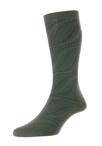 Sumac - Swirl Dots Sage Green Fil d&#039;Ecosse Men&#039;s Socks - Medium