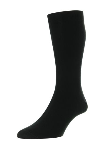 Tavener Flat Knit Comfort Top Egyptian Cotton Men's Socks - Black - Small