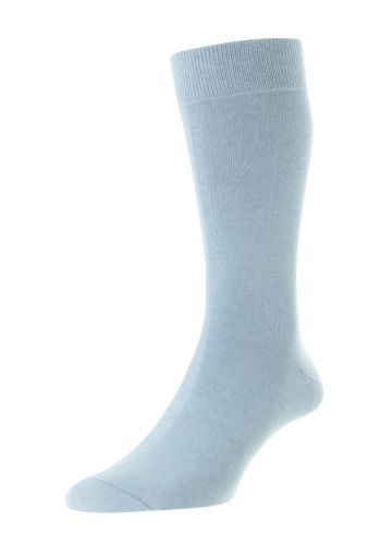 Tavener Flat Knit Comfort Top Egyptian Cotton Men's Socks - Pale Blue - Medium