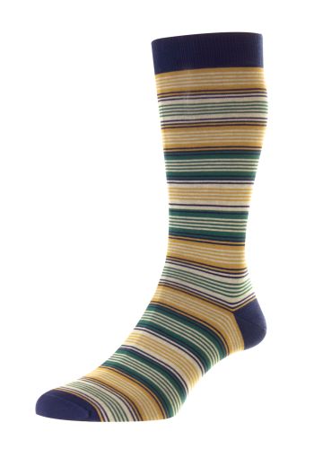 Stanage - Multi Stripe Ocean Fil d&#039;Ecosse Men&#039;s Socks -  Medium
