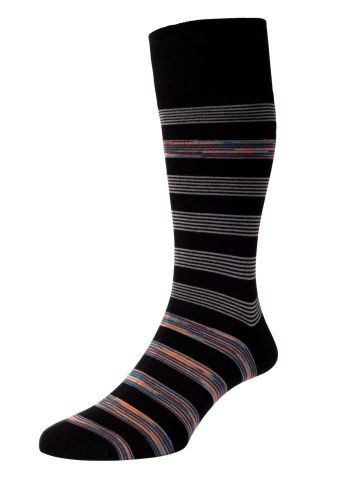 Rubra Block Stripe with Space Dye Organic Cotton Men's Socks