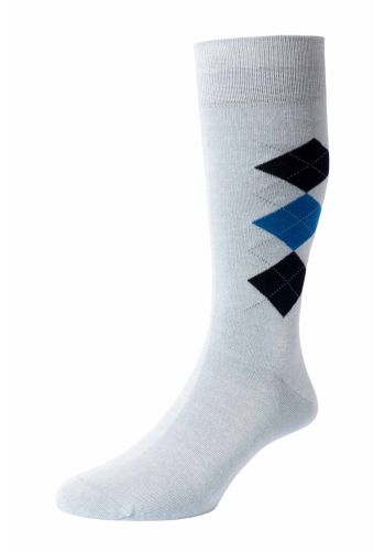 Irwin Argyle Egyptian Cotton Men&#039;s Socks - Pale Blue - S