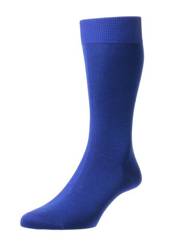 Sackville - Flat Knit Ultramarine Fil d'Ecosse / Cotton Lisle Men's Sock - Medium
