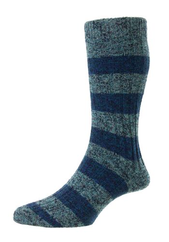 Rockley - Recycled Cotton 4 x 2 Rib Block Stripe Men's Socks