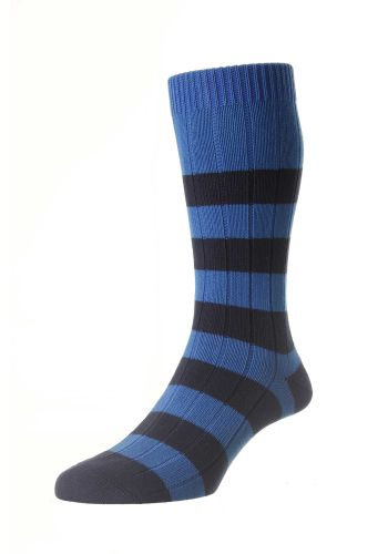 Selsey Rib Organic Cotton Men's Socks - Bright Blue - Large