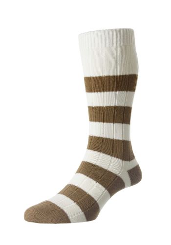 Selsey Rib Organic Cotton Men's Socks - Cream - Medium