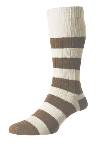Selsey Rib Organic Cotton Men's Socks - Cream - Medium