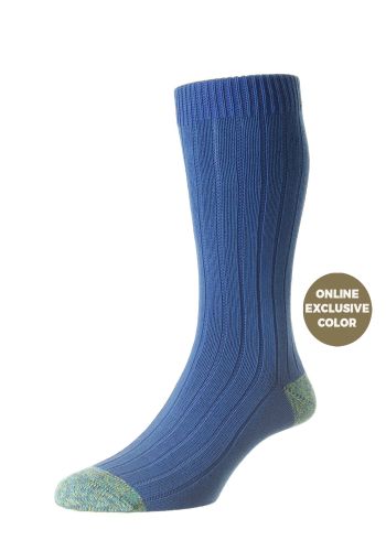 Romney Organic Cotton Men's Socks - Bright Blue - Medium
