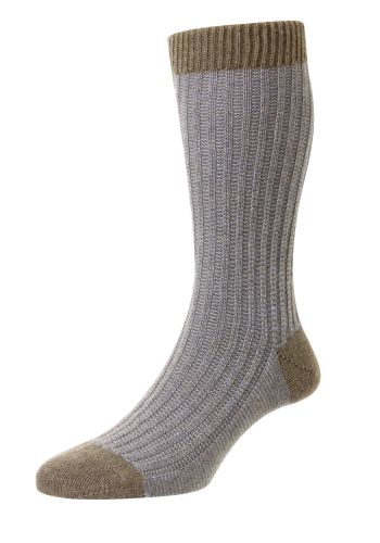 Moreton - 2x2 Feeder Stripe / Cashmere Men's Socks