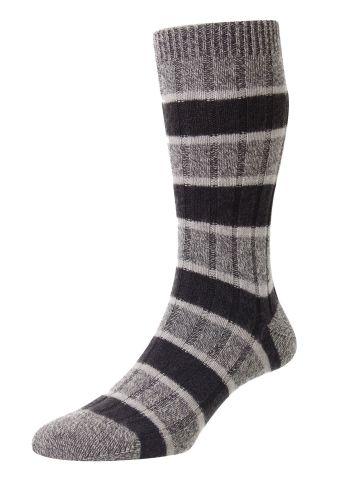 Stalbridge - 6x2 Rib Stripe Cashmere Men's Socks