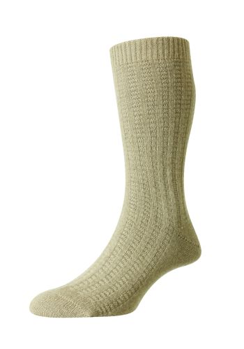 Stanton Textured Rib Recycled Cashmere Men's Socks - Light Sand - Medium