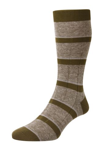 Samarkand Rib Stripe Cotton Linen Blend Men's Socks
