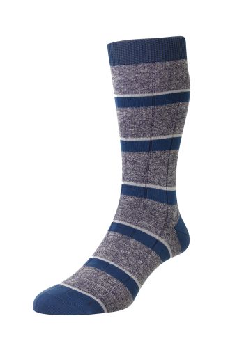 Samarkand - 20x2 Rib Stripe - Cotton/Linen Blend - Men's Sock