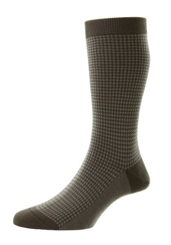 Highbury Graphite Houndstooth Merino Wool Men&#039;s Socks Small
