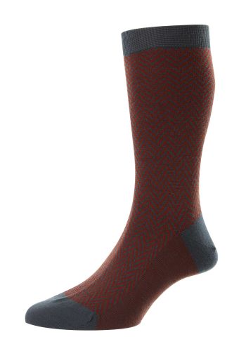 Hendon Teal Chunky Herringbone Merino Wool Men&#039;s Socks Medium