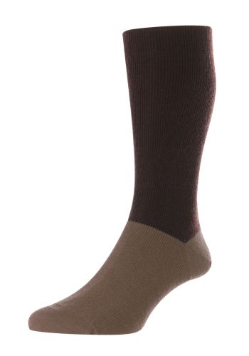 Edale - Half Colour Block Maroon Merino Wool Men's Socks - Medium
