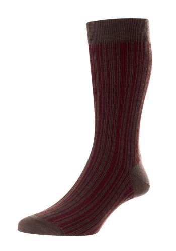 Marsden - Vertical Stripe Mole Merino Wool Men's Socks - Small
