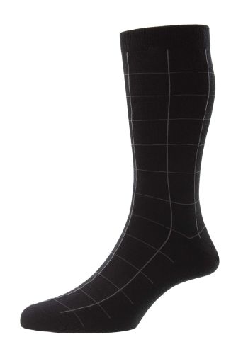 Westleigh - Large Scale Windowpane - Merino Wool Men's Socks