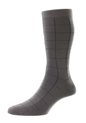 Westleigh - Mole Large Scale Windowpane Merino Wool Men's Socks - Medium     