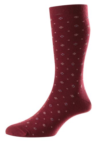 Christopher - All Over Snowflake Wine Merino Wool Men's Socks - Medium