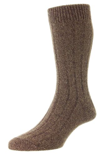 Ampato - 6x2 Rib Mink Mouline Alpaca Wool Men's Socks - Medium