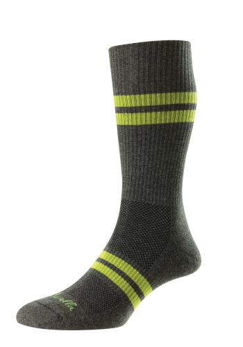 Spirit - Sports Luxe Dark Grey/Lime Cushioned Sole Egyptian Cotton Men's Sports Socks - Medium