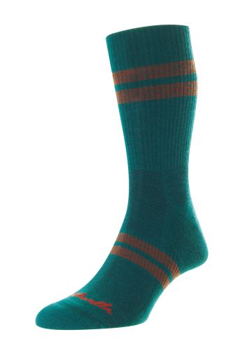 Hike - 2 Stripe Cushioned Sole Tartan Merino Wool Men&#039;s Sports Socks - Small