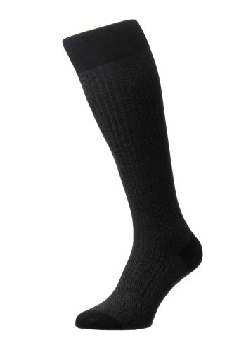 Fabian Herringbone Cotton Lisle Long Men's Socks
