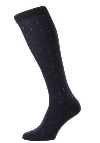 Addison - Diagonal Spiral Line & Dot - Fil d'Ecosse Long Men's Socks (Over the Calf)