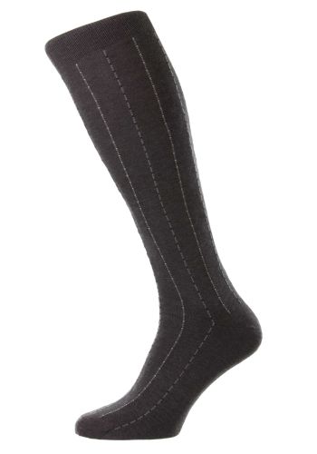 Pelham - Pinstripe - Fil d'Ecosse / Cotton Lisle Long Men's Socks (Over the Calf)