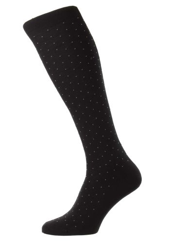 Gadsbury Motif Pin Dot Cotton Lisle Long Men's Socks