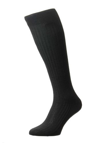 Vale - 5x3 Rib Tailored Socks -100% Fil d'Ecosse / Mercerised Egyptian Cotton - Long Men's Socks (Over The Calf)