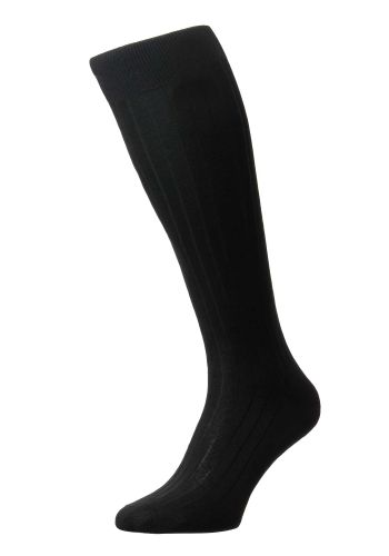 Asberley - 9x1 Rib Luxury Silk Socks - Long Men's Socks (Over The Calf) 