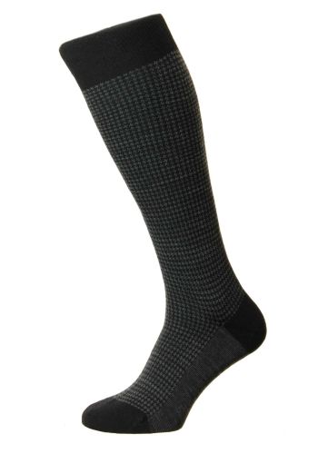 Highbury (Long) - Houndstooth Merino Wool Long Men's Socks (Over the Calf)