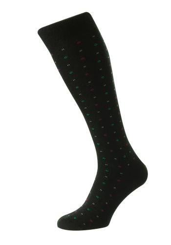 Lewisham Neat Motif Merino Wool Long Men's Socks