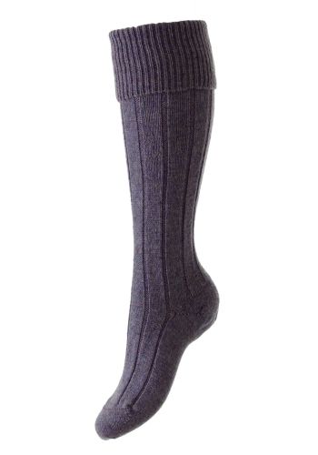 Juniper - Turn Over Top Long Boot Dusky Lilac Shetland Wool Women's Sock
