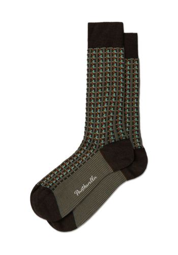 Randolph Vertical 3 Colour Box Jacquard Cotton Men's Socks