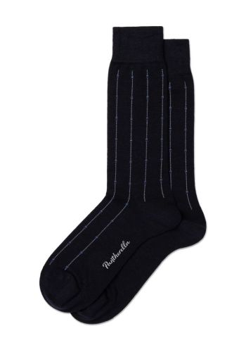 Botolph Vertical Mini Box Stripe Merino Wool Long Men's Socks