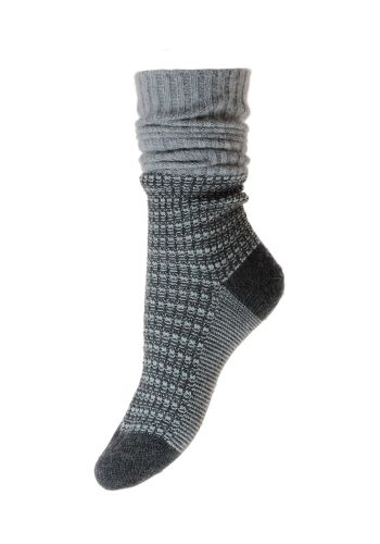 Lilly Wool Cashmere Top Women's Slouch Boot Socks - Charcoal